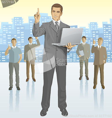 Image of Vector businessman and silhouettes of business people