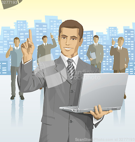 Image of Vector businessman and silhouettes of business people