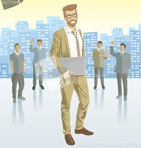 Image of Vector businessman and silhouettes of business people