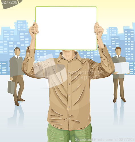 Image of Vector businessman and silhouettes of business people