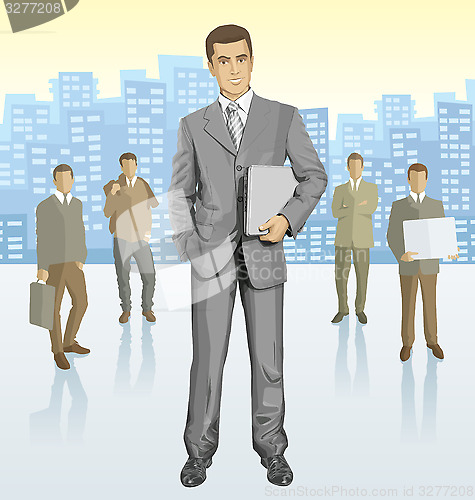 Image of Vector businessman and silhouettes of business people