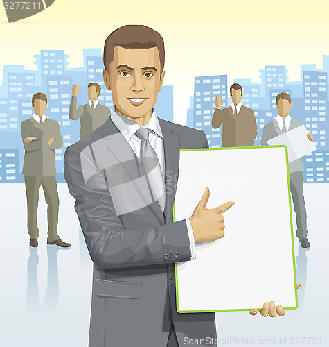 Image of Vector businessman and silhouettes of business people