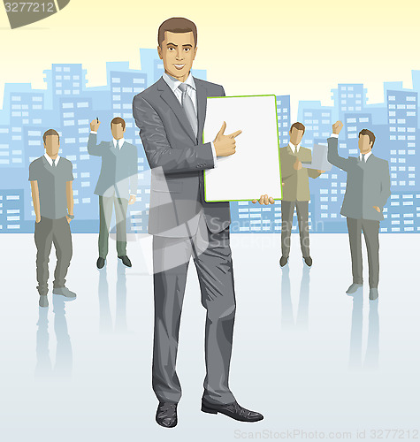 Image of Vector businessman and silhouettes of business people