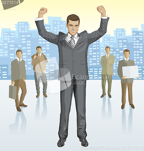 Image of Vector businessman and silhouettes of business people