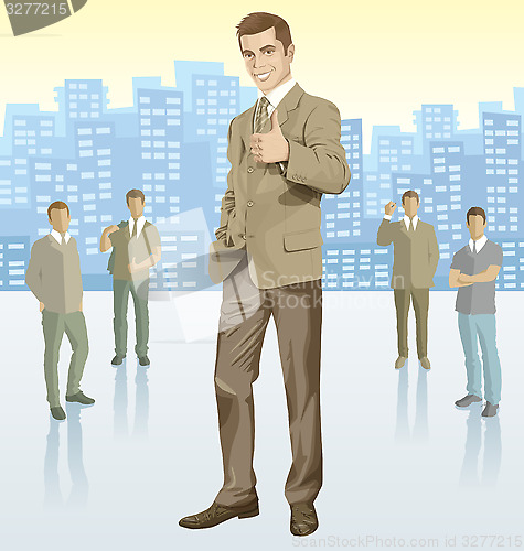 Image of Vector businessman and silhouettes of business people