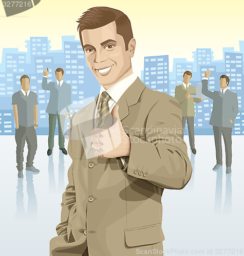 Image of Vector businessman and silhouettes of business people