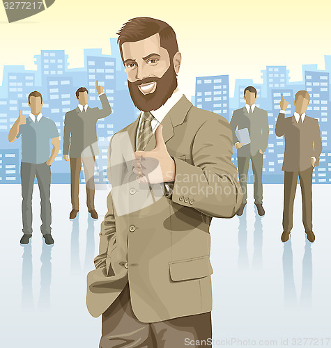 Image of Vector businessman and silhouettes of business people