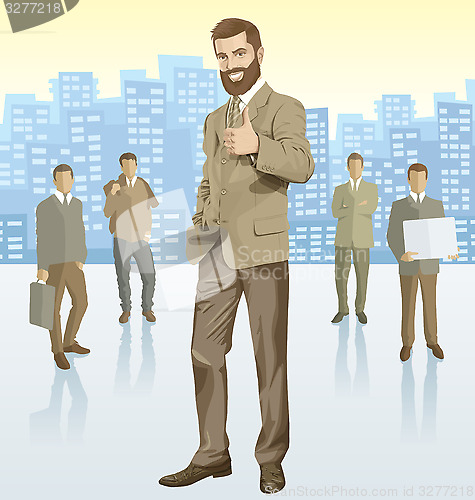 Image of Vector businessman and silhouettes of business people