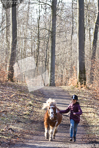 Image of girl with a horse in denmark