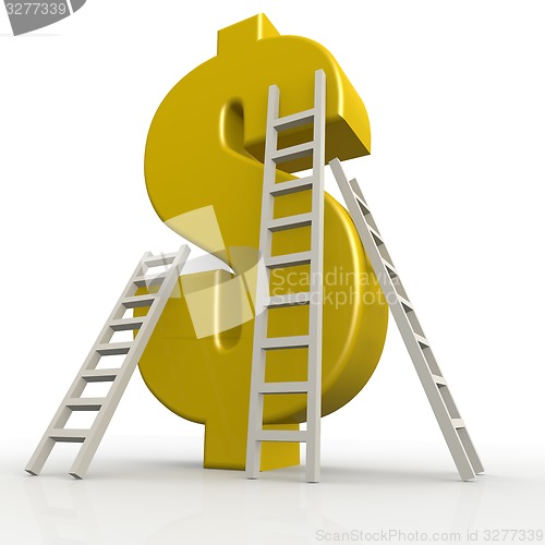 Image of Yellow dollar sign with white ladder