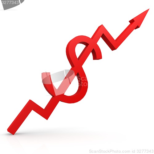 Image of Red graph with dollar sign up