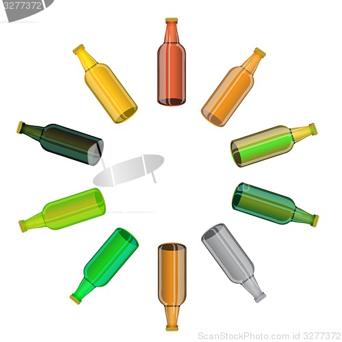 Image of Colored Glass Beer Bottles Set