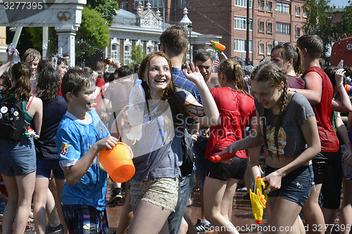 Image of The game "Water Fight" in honor of opening of a summer season on