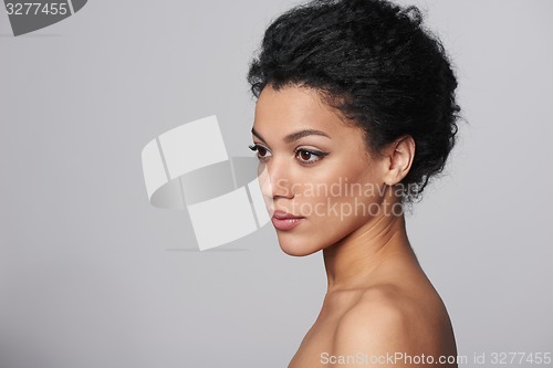 Image of Closeup profile of business woman looking forward