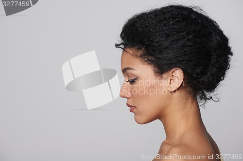 Image of Closeup profile of business woman looking forward