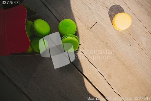 Image of french colorful macarons.
