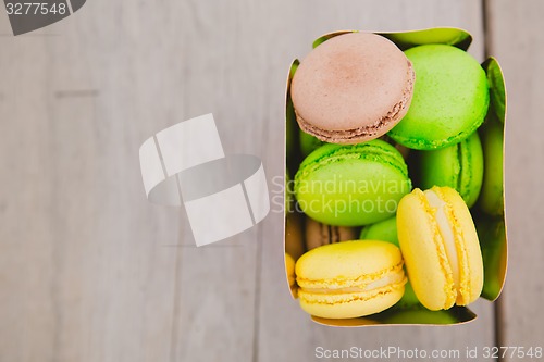 Image of french colorful macarons.