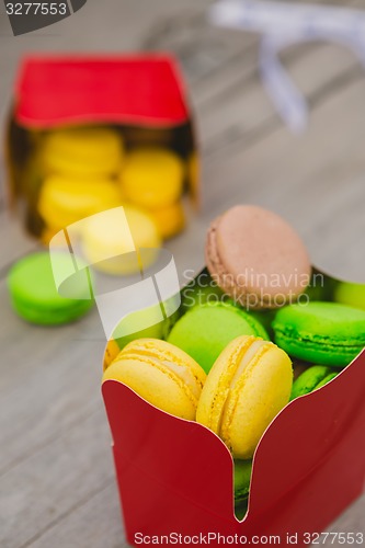 Image of french colorful macarons.