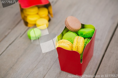 Image of french colorful macarons.