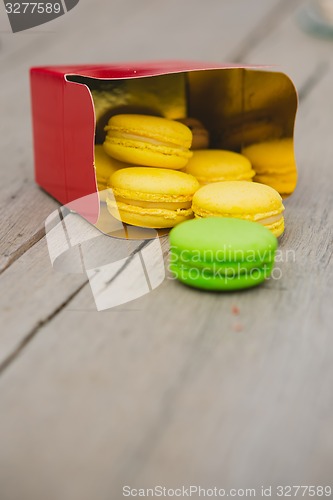 Image of french colorful macarons.