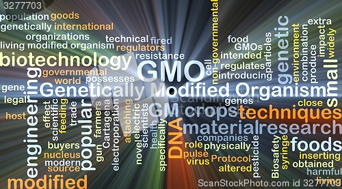 Image of Genetically modified organism GMO background concept glowing