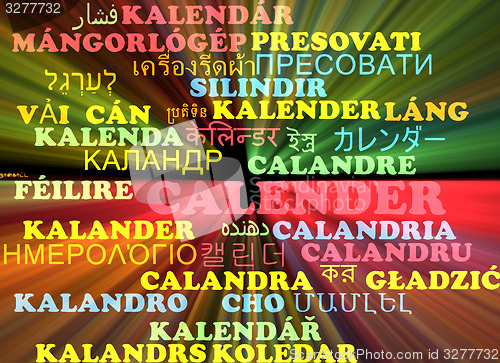 Image of Calender multilanguage wordcloud background concept glowing