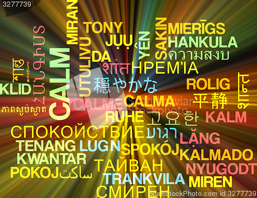 Image of Calm multilanguage wordcloud background concept glowing