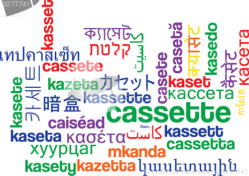 Image of Cassette multilanguage wordcloud background concept