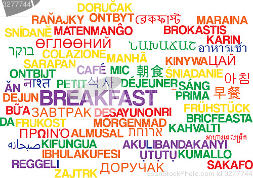Image of Breakfast multilanguage wordcloud background concept