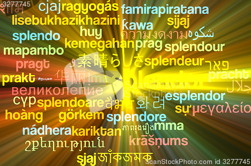 Image of Splendor multilanguage wordcloud background concept glowing