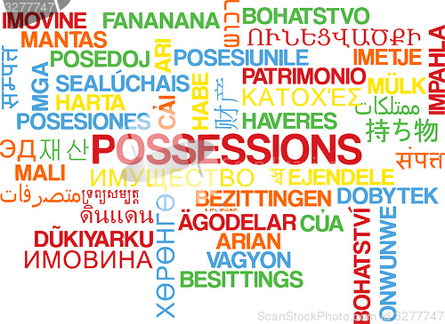 Image of Possessions multilanguage wordcloud background concept