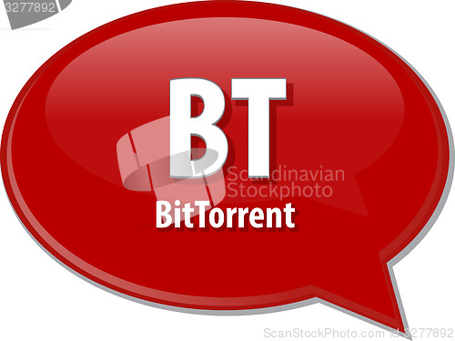 Image of BT acronym definition speech bubble illustration