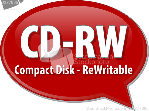 Image of CD-RW acronym definition speech bubble illustration