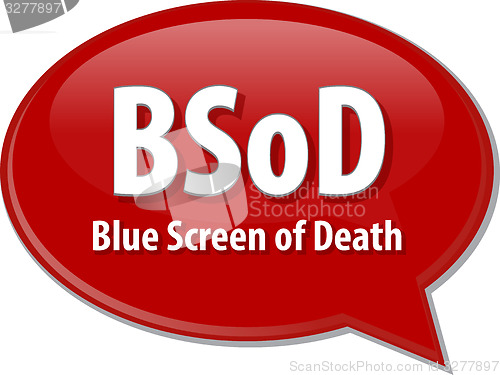 Image of BSOD acronym definition speech bubble illustration