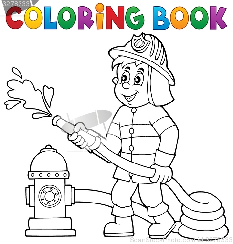 Image of Coloring book firefighter theme 1