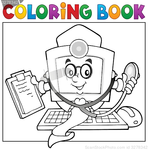 Image of Coloring book computer doctor theme 1