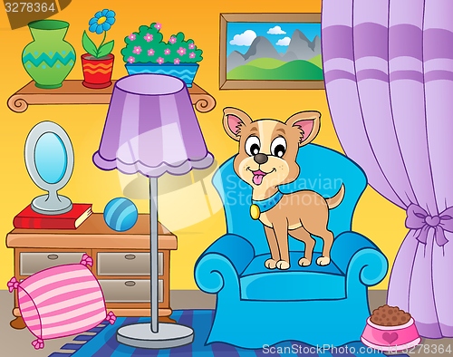 Image of Room with dog on armchair