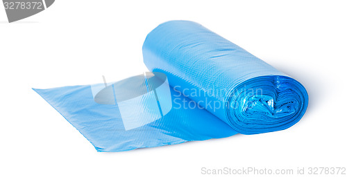 Image of Roll of blue plastic garbage bags