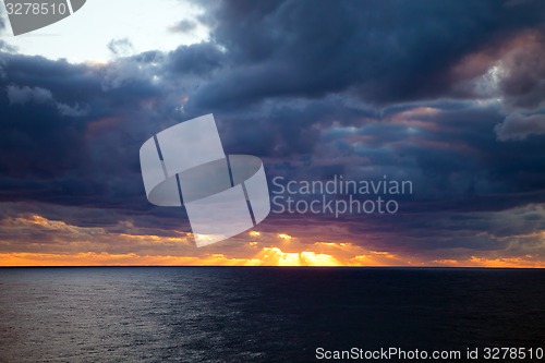 Image of Sunset Over a Cloudy Atlantic