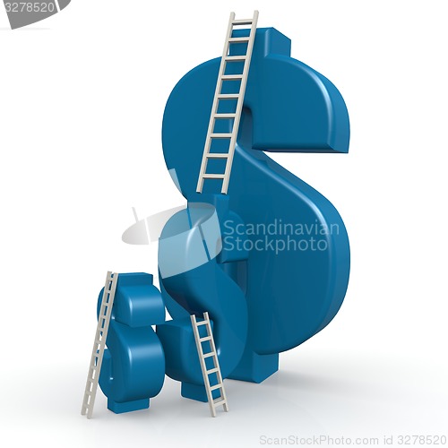 Image of Blue dollar signs with ladder