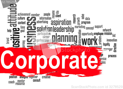 Image of Corporate word cloud with red banner