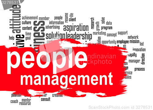 Image of People management word cloud with red banner