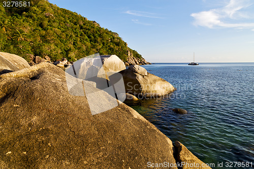 Image of stone   thailand kho tao bay abstract of a blue lagoon  