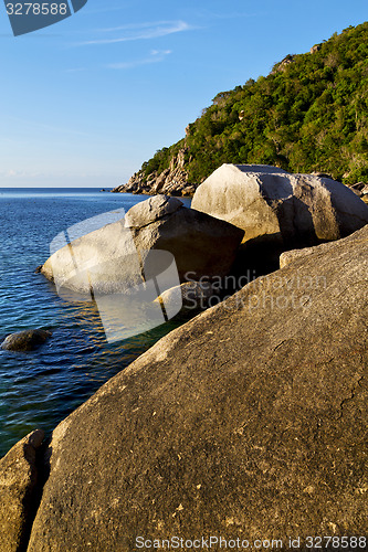 Image of stone in thailand kho tao bay abstract of a blue l 