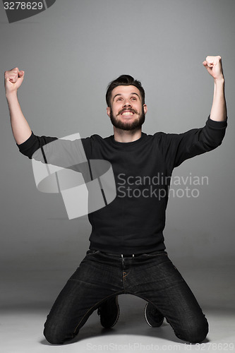 Image of portrait of a very happy man