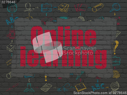 Image of Studying concept: Online Learning on wall background