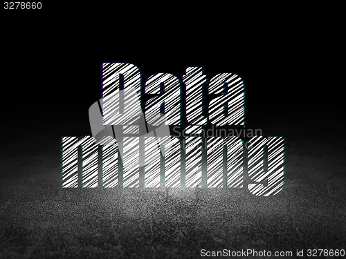 Image of Data concept: Data Mining in grunge dark room