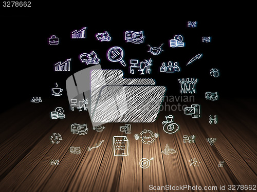 Image of Business concept: Folder in grunge dark room