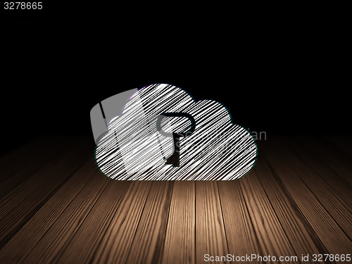 Image of Cloud technology concept: Cloud With Key in grunge dark room