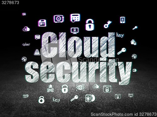 Image of Safety concept: Cloud Security in grunge dark room